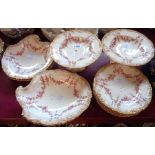 A Royal Crown derby porcelain part dessert service decorated with garlands consisting of two
