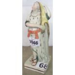 An early 19th Century pearlware figure of Hope leaning against an anchor - a/f