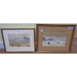 W. H. Dyer: a gilt feramed gouache entitled "The Coast of Bude" - signed - sold with another