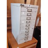 A Silverline painted metal ten drawer filing cabinet - paint loss and corrosion