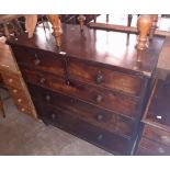 A 3' 71/2" late Georgian mahogany chest of two short and three long graduated drawers, set on turned