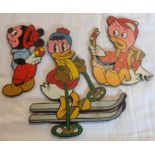 Three old French Walt Disney Wooden Hanging Figure Plaques