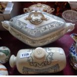 A Doulton's Improved foot warmer - sold with a Gildea & Walker transfer Aesthetic Movement tureen (