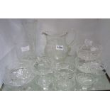Stuart glass bowl A selection of cut glassware including Stuart bowl and vases, Edwardian finger