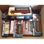 A box containing a quantity of Eddie Stobart and other die cast vehicles