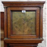 An antique oak longcase clock, the 10 1/4" square brass dial marked for Carte, Bedford, with thirty