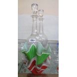 Two cut glass decanters - sold with two handkerchief vases