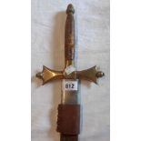 A Reproduction Crusader Style Broad Sword with Brass Cross and Acorn Finial