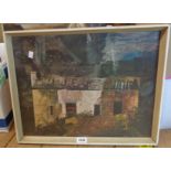 After John Piper: a framed coloured print, depicting a rural cottage