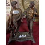 A French bronze statue of a miner and a blacksmith - a/f