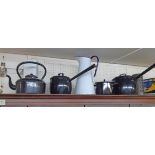 A vintage Judge Brand large enamel saucepans - sold with two other similar, kettle, jug, etc.