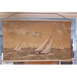 A decorative wall hanging, depicting yachts