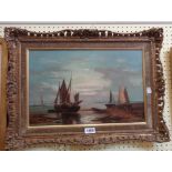 B. Lipschite: an ornate gilt framed oil on re-lined canvas, depicting beached fishing vessels and