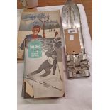 A vintage aluminium wooden ski tip repair clamp - sold with skiing books including two ski club of