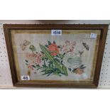 Two framed 19th Century Chinese pith paper paintings, both depicting butterflies and flowers -