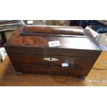 A Victorian rosewood sarcophagus shaped tea caddy - for restoration