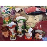 Eight assorted character and Toby jugs including Shorter, Beswick, etc.