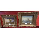 Christopher Osbourne: an ornate gilt framed small oil on panel, depicting a rural landscape -