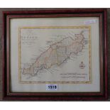 A modern framed reproduction map print of the island of Tobago, after T. Bowen