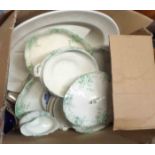 A box containing assorted china including dinner plates, meat plates, etc.