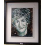 Robert "Rob" Smith (Dawlish): a framed oil on board protrait of Lady Diana Spencer - signed - 17 1/