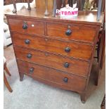 A 3' 5 1/2" 19th Century mahogany chest of two short and three long graduated drawers, set on