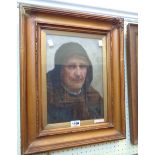 David W. Haddon: a gilt framed and slipped 19th Century oil on board portrait of an elderly woman
