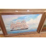 Hugh Boycott-Brown: a gilt framed oil on canvas, depicting a clipper ship under full sail, with