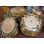 A Royal Staffordshire pottery Iris pattern part dinner service with Art Nouveau flowerheads within a