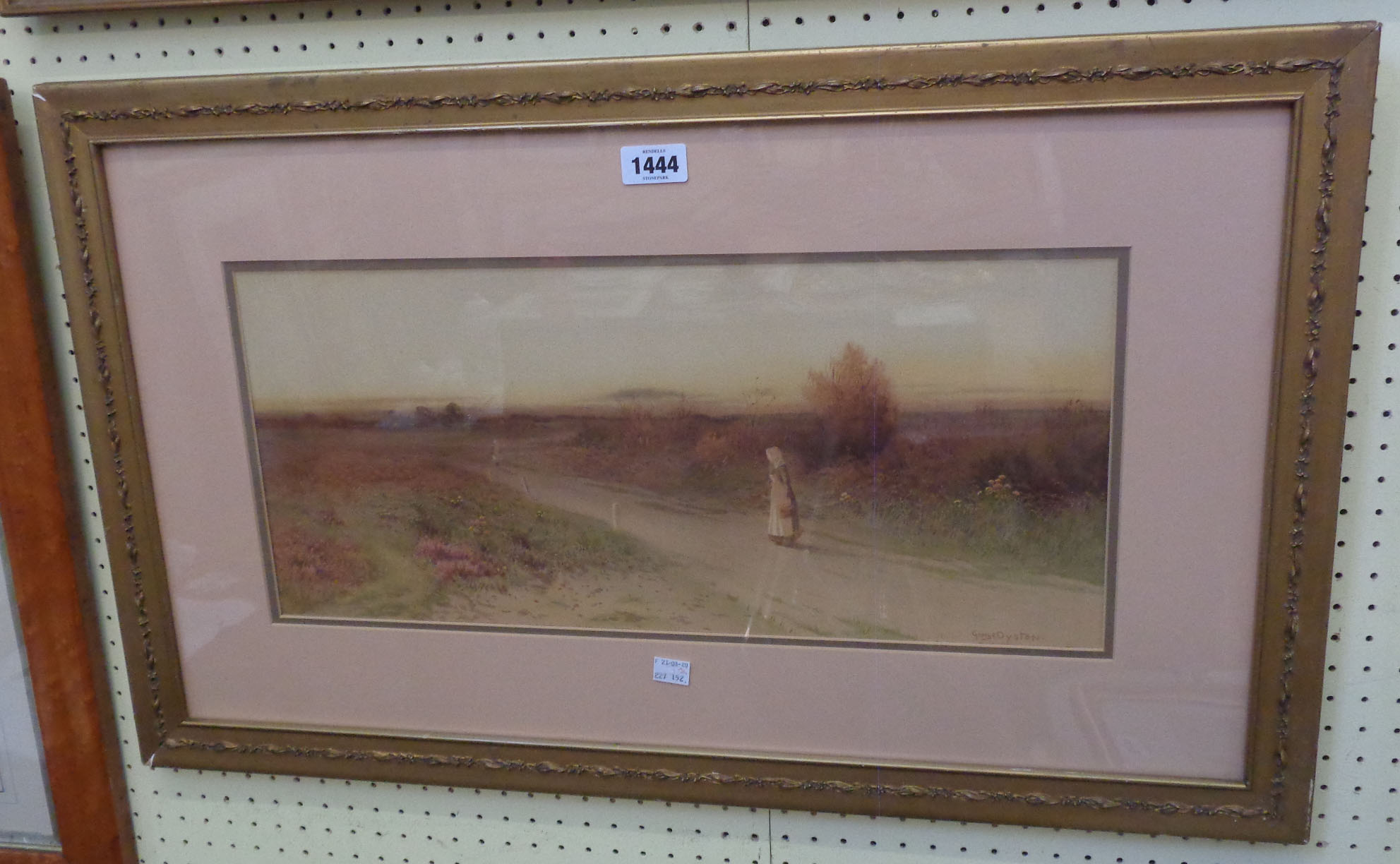 George Oyston: a gilt framed and wide slipped chromolithograph, depicting females on a track in a - Image 3 of 3