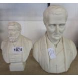 A Parian bust of the Duke of Wellington - sold with a smaller Robinson & Leadbetter bust of