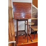 A stained wood two tier occasional table, pedestal wine table and low tea table - sold with a
