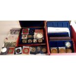 A collection of various commemorative coins including 9ct miniature crown, Jersey five pound, etc. -
