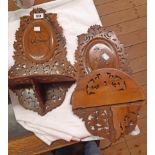 A pair of old wood Sorrento ware folding wall sconces