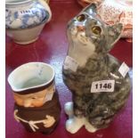 A Winstanley cat - sold with a Goebel monk jug