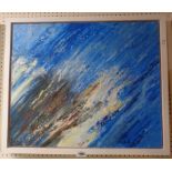 Robert "Rob" Smith (Dawlish): a framed oil on board abtsract image entitled "Full Spate" -