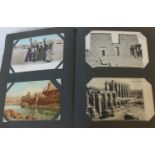 An early 20th Century postcard album containing a collection of postcards including Grand Tour,