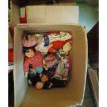 Two boxes containing assorted collectable vintage costume dolls