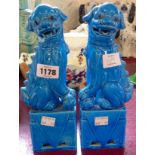 A pair of turqouise glazed dogs of fo