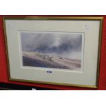 Donald B. Crossley: a gilt framed watercolour entitled "Angry Skies", depicting shepherd with