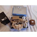 Assorted collectable items including miniature child's tea set, travelling alarm clock, vintage