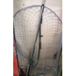 A Sharpe's of Aberdeen large landing net with knotless mesh and lanyard