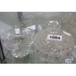 Sundae dishes Five cut glass sundae dishes - sold with a cut glass powder bowl and lid