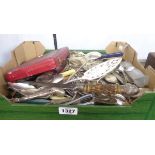 A large quantity of assorted silver plated cutlery, etc.