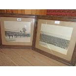 Two oak framed early 20th Century monochrome photographs of military interest, one a posed group