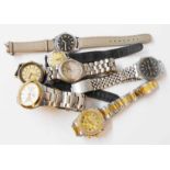 Seven assorted gentlemen's wristwatches - various age and makers, mechanical and quartz