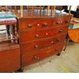 A 3' 11" late Georgian mahogany bow front chest two short and three long graduated drawers, set on