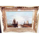 B. Lipschite: an ornate gilt framed oil on re-lined canvas, depicting beached fishing vessels and