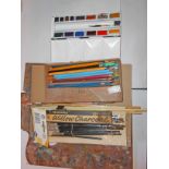 A Winsor & Newton artist's watercolour box - sold with assorted pencils, brushes, Rowney sketchbook,