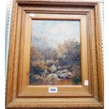 Attributed to William Widgery: an ornate gilt framed and slipped oil on card, depicting a view of